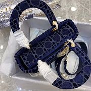 DIOR LADY  121029A  dark blue embroidery  24x20x11cm  - 5