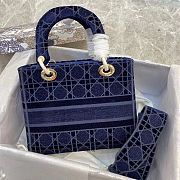 DIOR LADY  121029A  dark blue embroidery  24x20x11cm  - 3