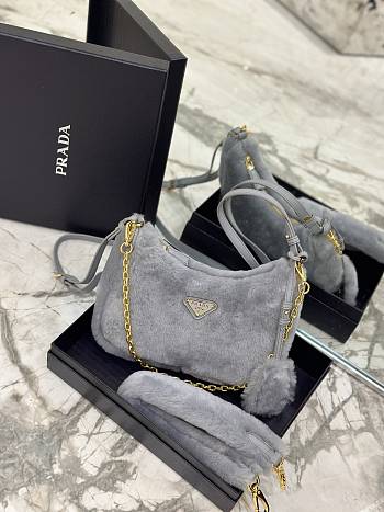 Prada crossbody Fluffy gray bag 22*18*6cm