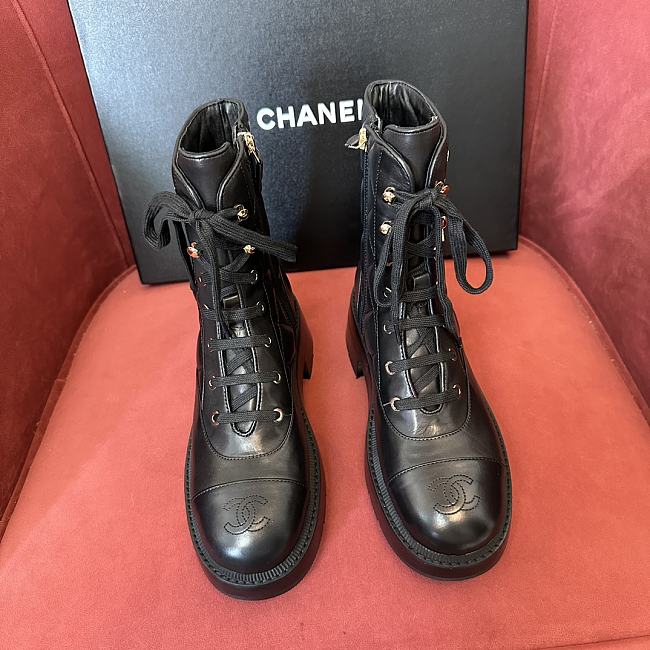 Chanel calfskin black short boots - 1