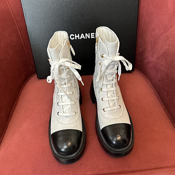  Chanel calfskin white short boots