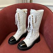 Chanel calfskin white long boots - 2