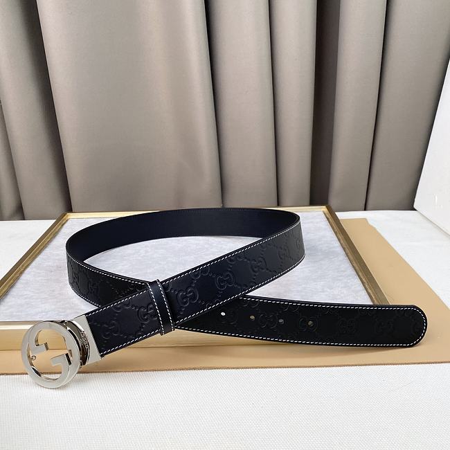 GUCCI Belt 231112T  silver buckle  3.8cm  - 1