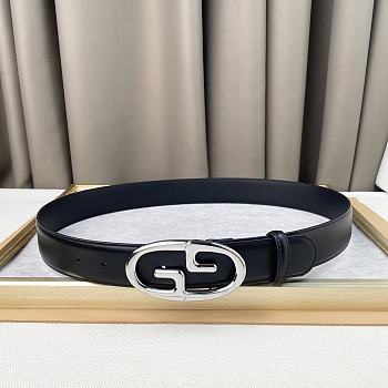 GUCCI Belt 231112V silver buckle 3.8cm