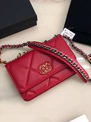 Chanel 19 lambskin flap red bag 19x11.5x7cm - 4