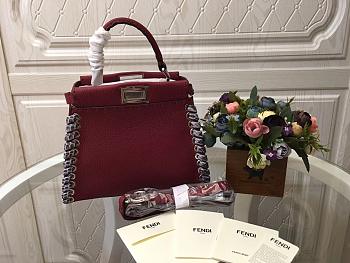 Fendi PEEKABOO MINI wine Bag 089118A 23x19x10cm