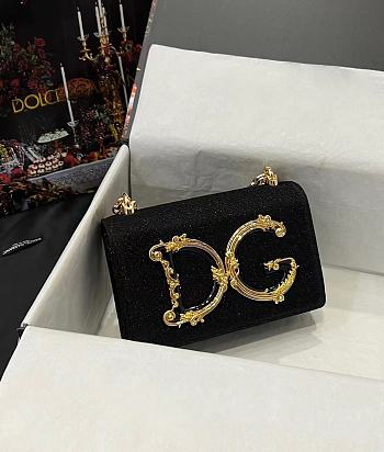 DG calfskin shoulder black bag 23*17*6.5CM