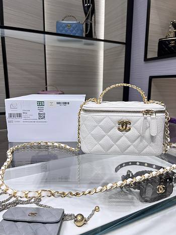 Chanel calfskin cosmetic white bag AP2805Y 17x9.5x8cm